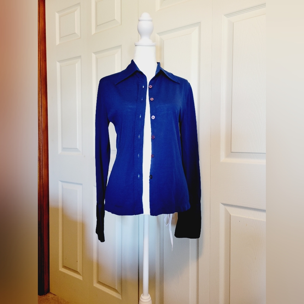 VINTAGE Pointed Collar & Cuff Button-down Top